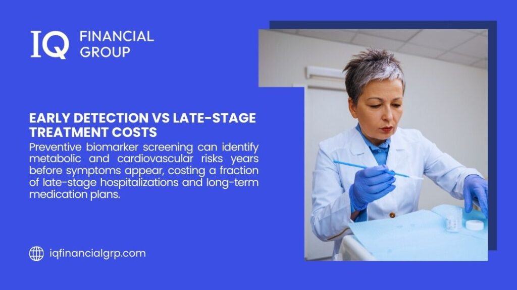 Medical professional conducting biomarker screening test for early disease detection to reduce late-stage treatment costs