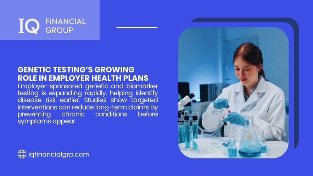 Scientist in lab conducting genetic testing research for employer health plans to identify disease risk early